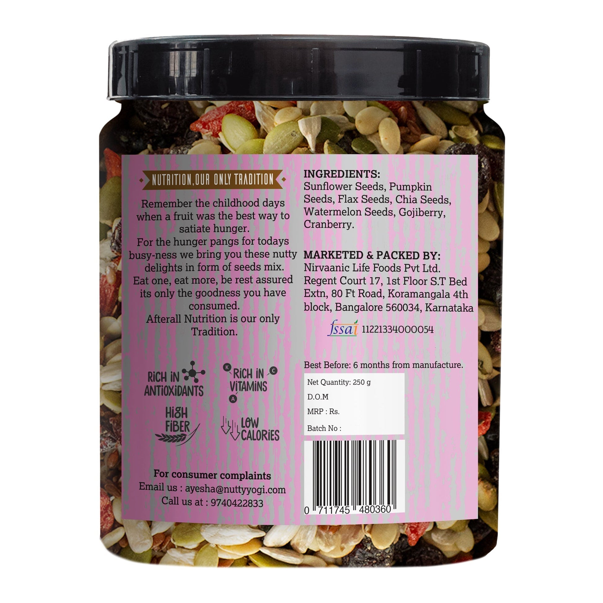 Nutty Yogi Keto Antioxidant Super Seeds Mix 250g (Pack of 2)