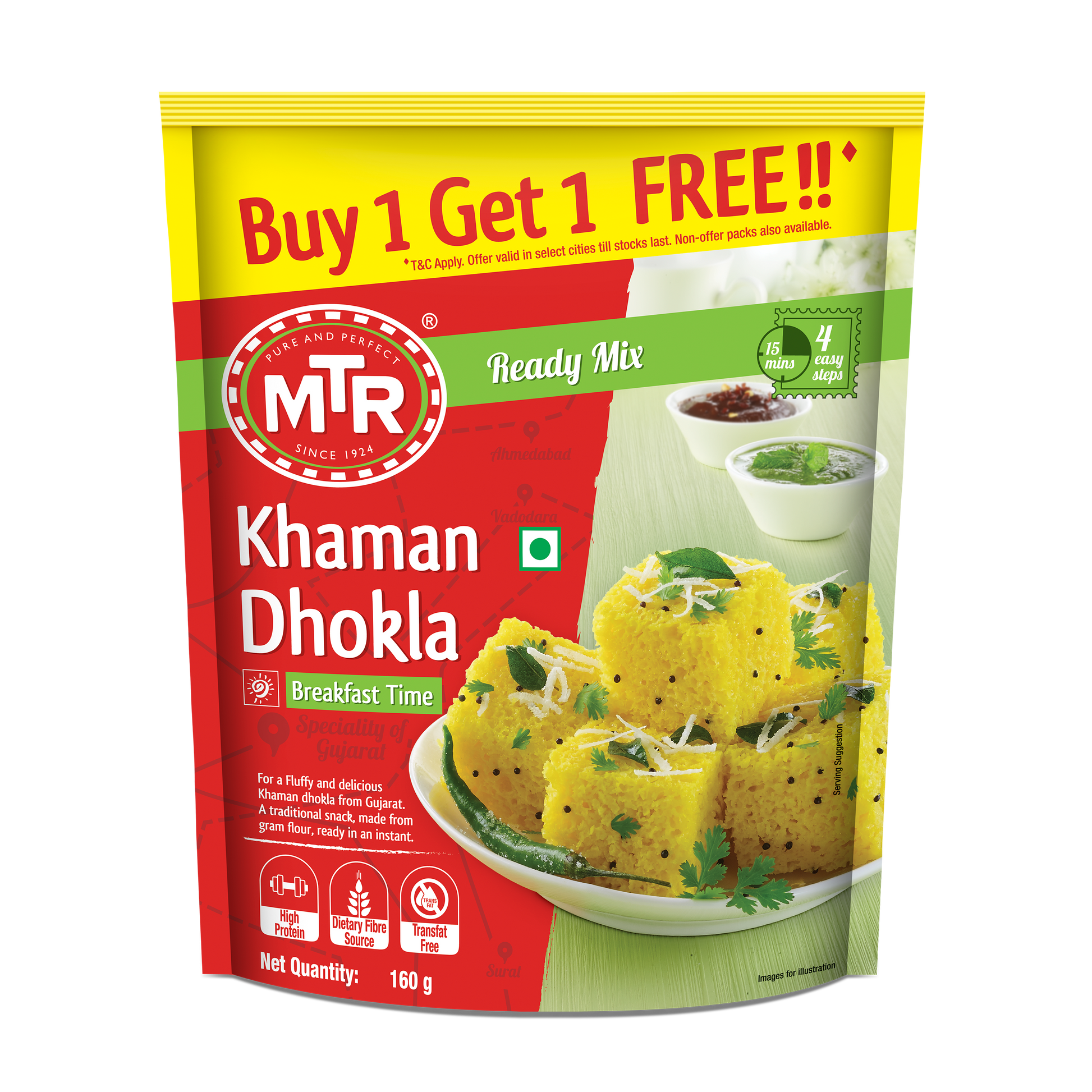 MTR Khaman Dhokla Mix 160 g (Buy 1 Get 1 Free Pack)