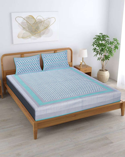 100% Pure Cotton Traditional Printed Bedsheet for Double Bed King Size Bedsheet with 2 Pillow Covers
