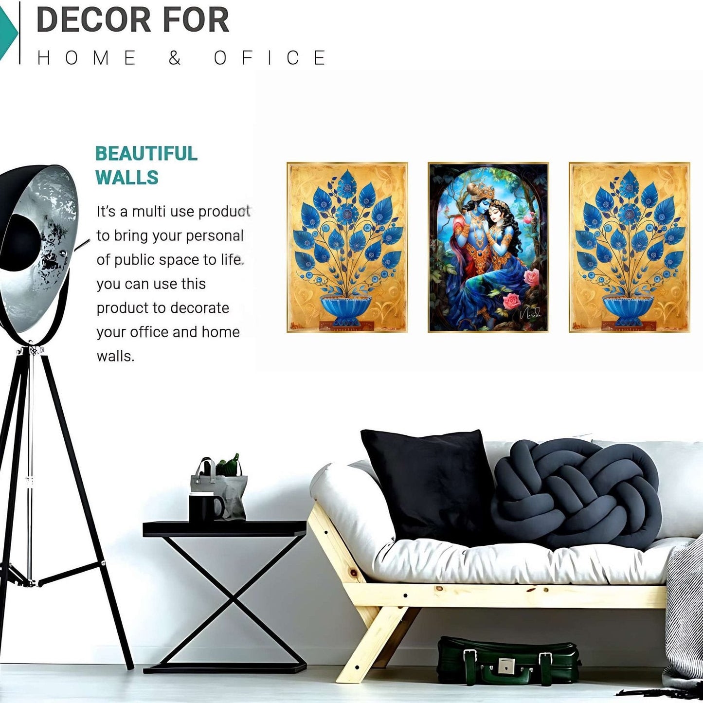 Set of Three Wall Paintings for Wall Dacoration Golden Framed Wall Paintings for Living Room & Bedroom Wall Art for Home Decoration & Office Wall Décor (18×12 inch CH-GD3-9)