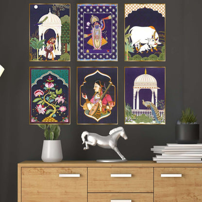 Set of Six Wall Paintings for Wall Dacoration Golden Framed Wall Paintings for Living Room &amp; Bedroom Wall Art for Home Decoration &amp; Office Wall Décor (17×13 inch CH-GD6-3)