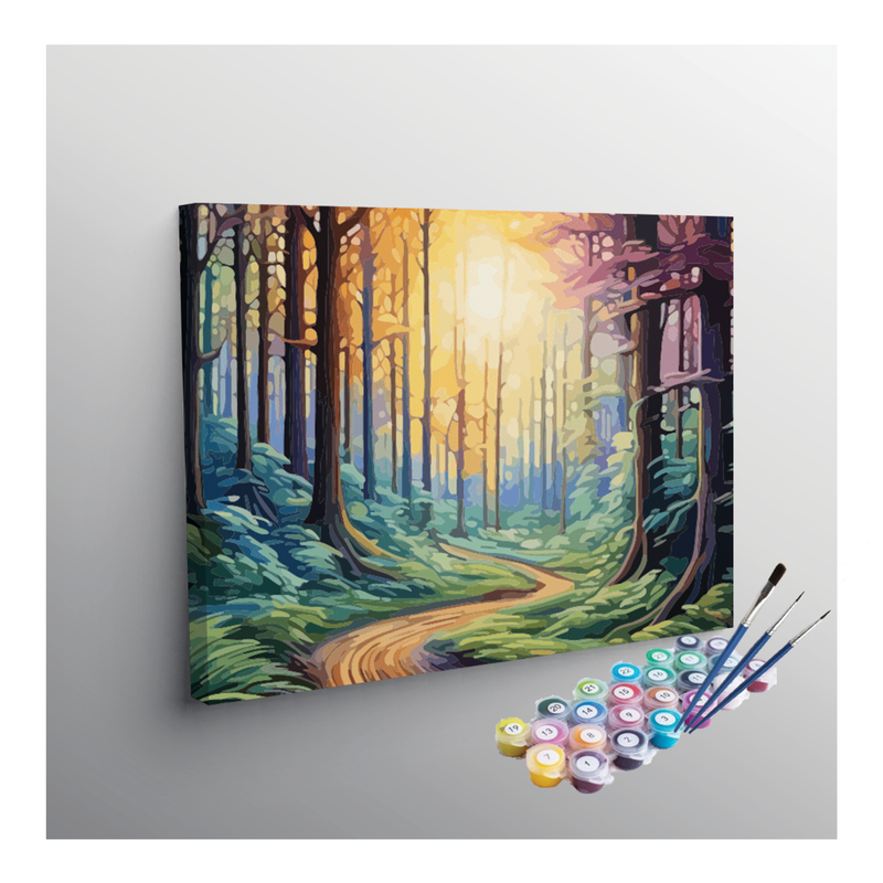 Sunlit Forest Path Paint by Numbers Kit