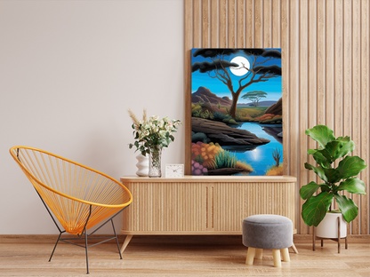 Moonlit African Landscape Paint by Numbers Kit