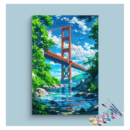 Golden Gate Bridge Over Serene Waters Paint by Numbers Kit