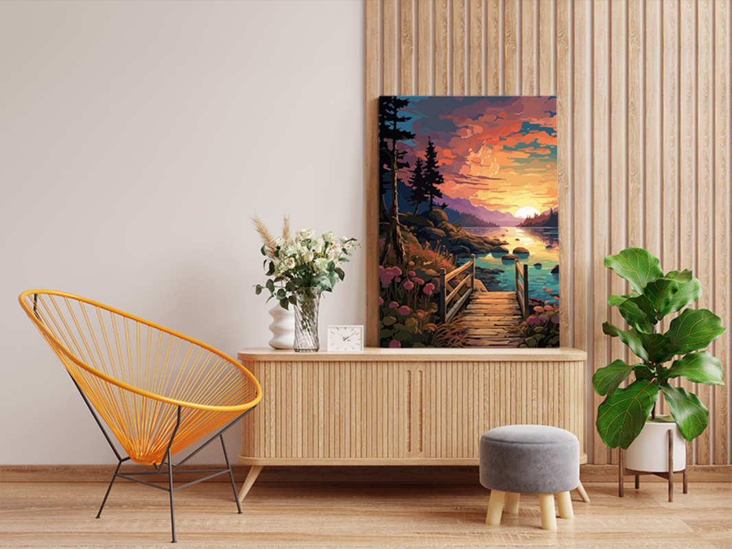 Serene Sunset Bridge Paint by Numbers Kit
