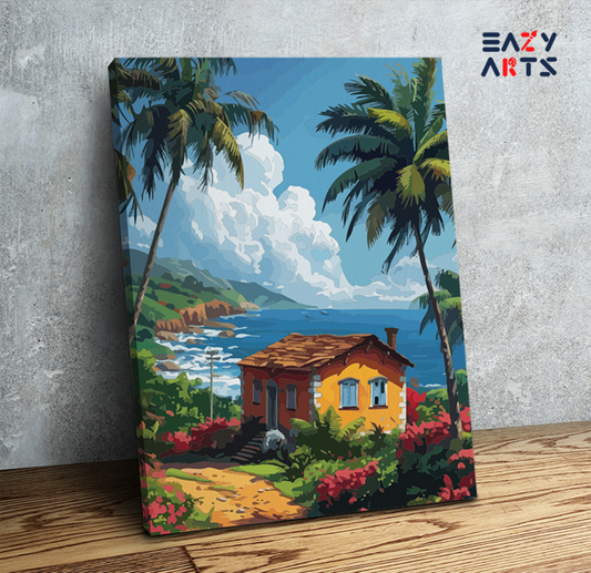 Tropical Coastal Cottage Paint by Numbers Kit