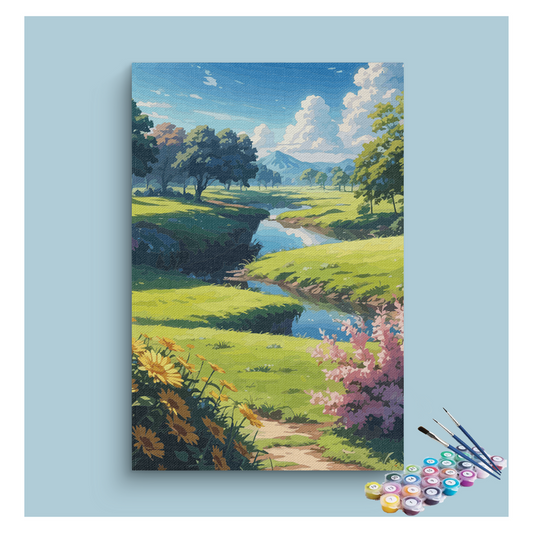 Tranquil Meadow Stream Paint by Numbers Kit