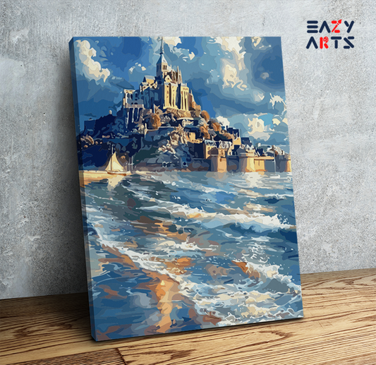Majestic Castle by the Sea Paint by Numbers Kit