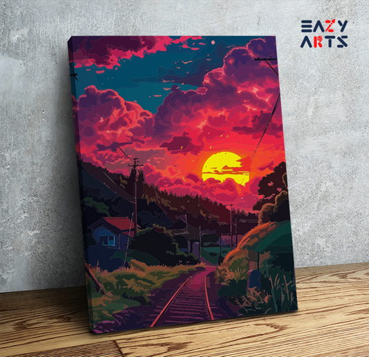 Sunset Railway Journey Paint by Numbers Kit
