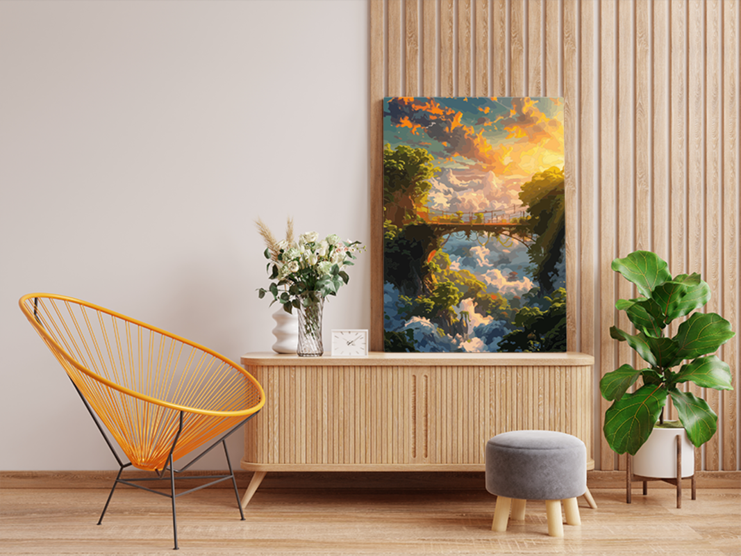Mystical Bridge at Sunset Paint by Numbers Kit