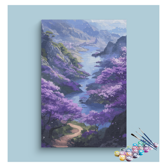 Purple Valley River Landscape Paint by Numbers Kit
