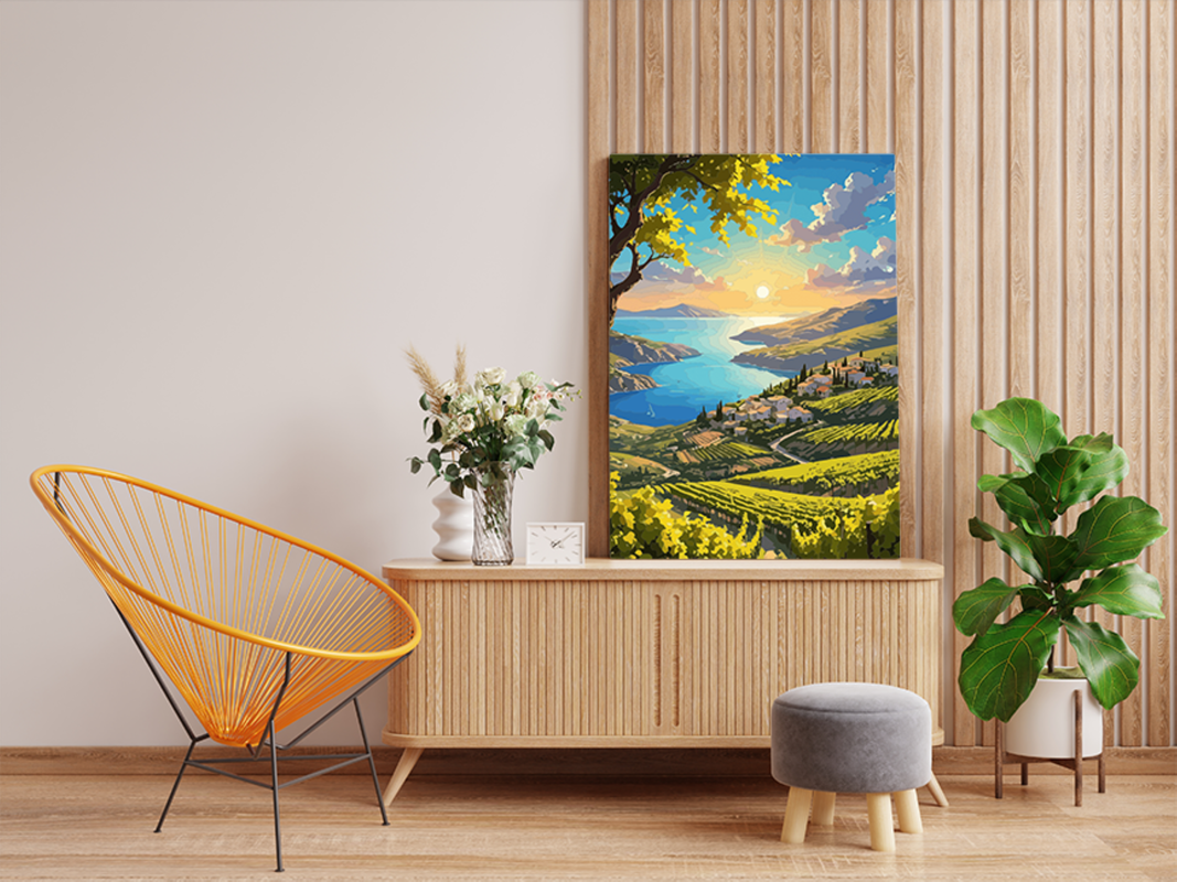 Sunset Vineyard by the Sea Paint by Numbers Kit