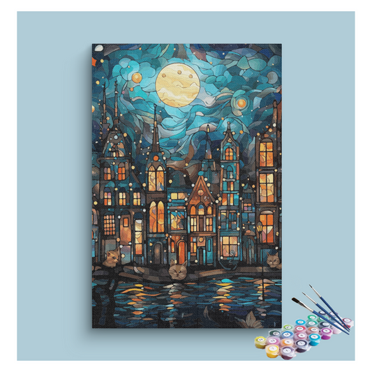 Moonlit City Dreamscape Paint by Numbers Kit