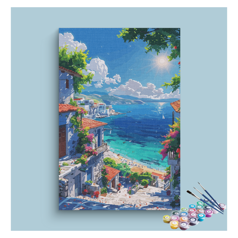 Sunlit Mediterranean Coast Paint by Numbers Kit