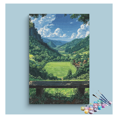 Valley Soccer Field Landscape Paint by Numbers Kit