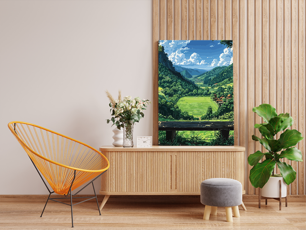 Valley Soccer Field Landscape Paint by Numbers Kit