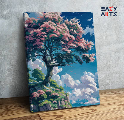 Blossoming Tree on Cliff Paint by Numbers Kit