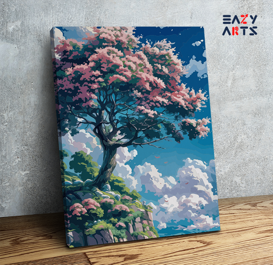Blossoming Tree on Cliff Paint by Numbers Kit