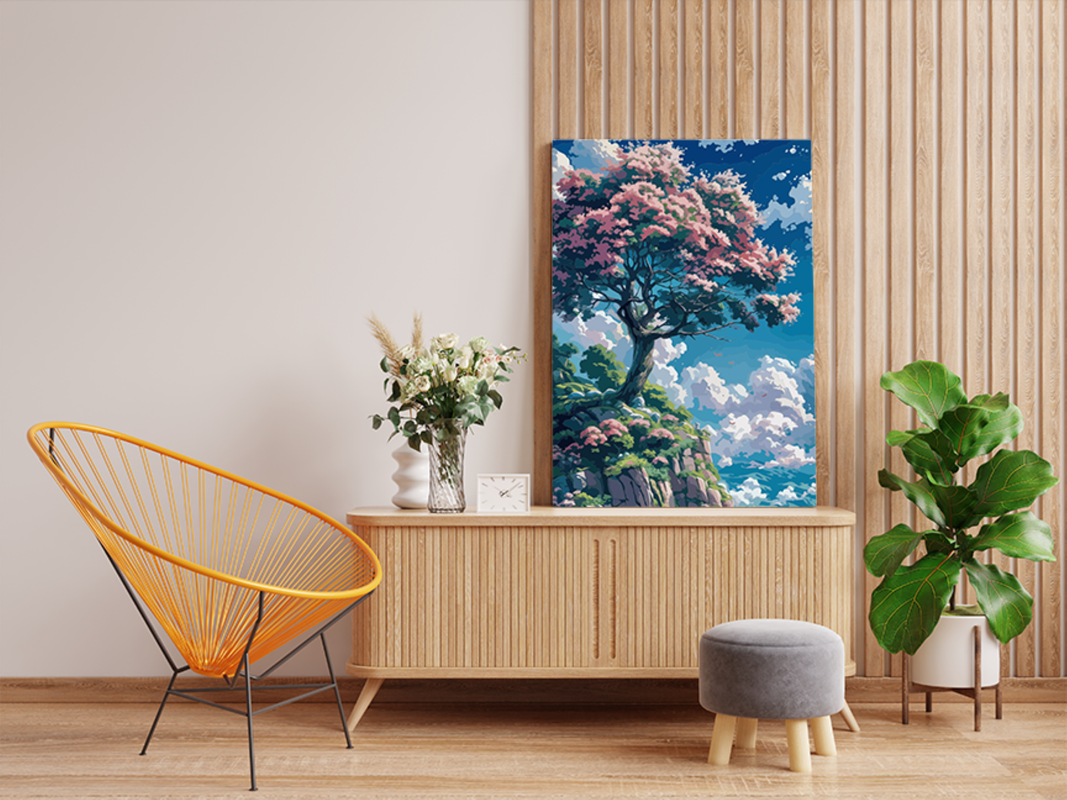 Blossoming Tree on Cliff Paint by Numbers Kit