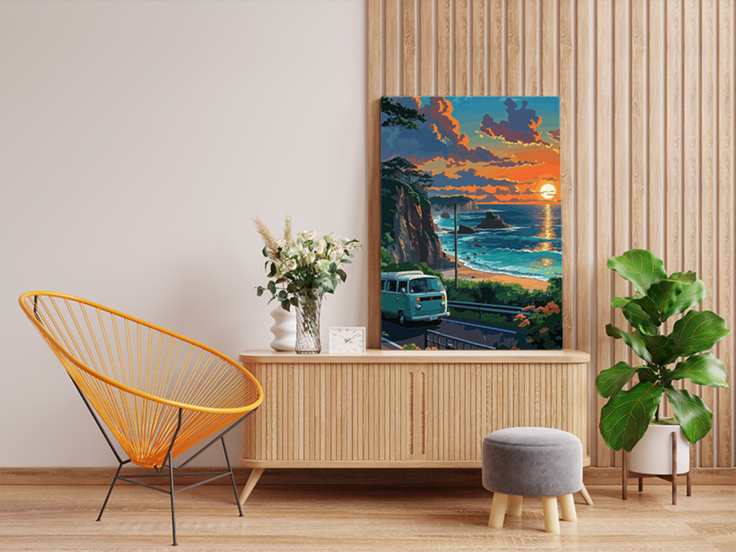 Coastal Sunset Road Trip Paint by Numbers Kit