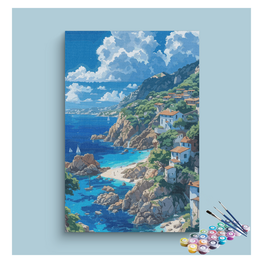 Mediterranean Coastal Escape Paint by Numbers Kit