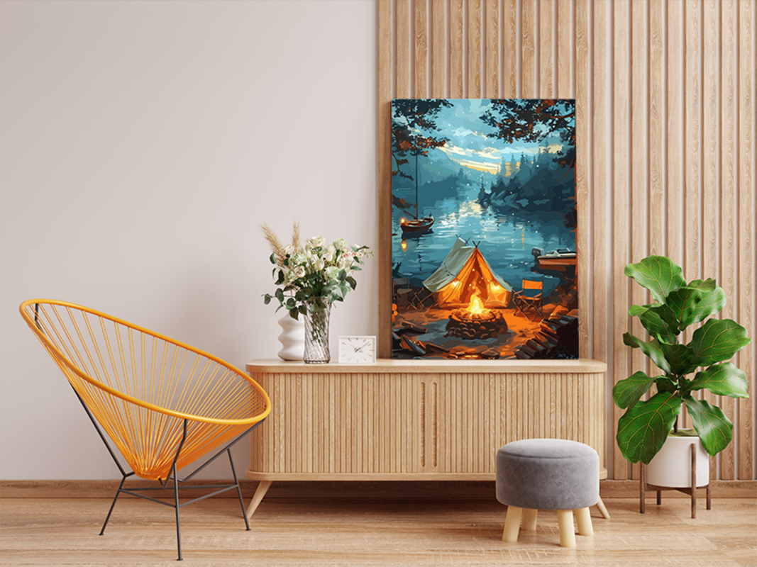 Lakeside Campfire Escape Paint by Numbers Kit