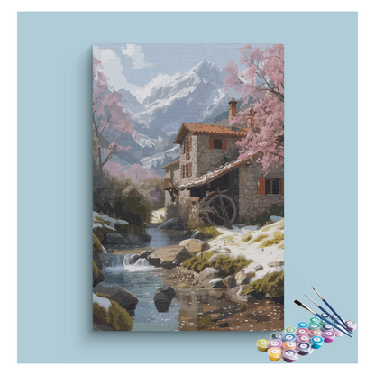 Mountain Stream Cottage Paint by Numbers Kit