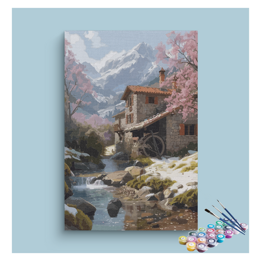 Mountain Stream Cottage Paint by Numbers Kit