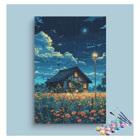Moonlit Cottage Garden Paint by Numbers Kit