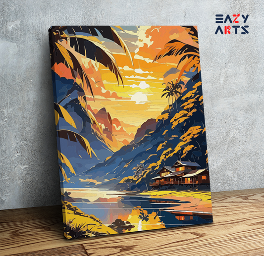 Tropical Sunset Retreat Paint by Numbers Kit
