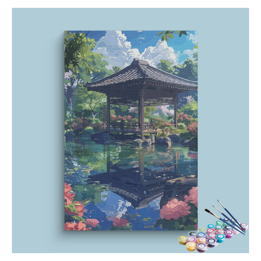 Tranquil Garden Pavilion Paint by Numbers Kit