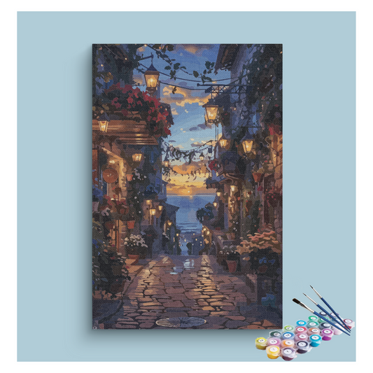 Evening Lantern Street Paint by Numbers Kit