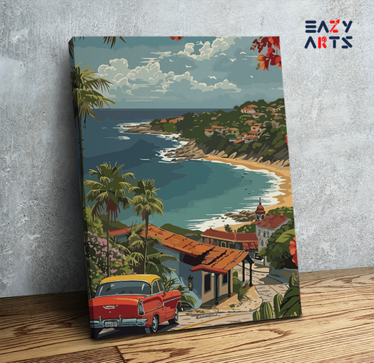 Retro Coastal Drive Paint by Numbers Kit
