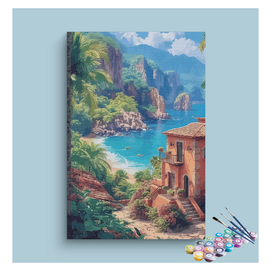 Seaside Cliffs and Villa Paint by Numbers Kit