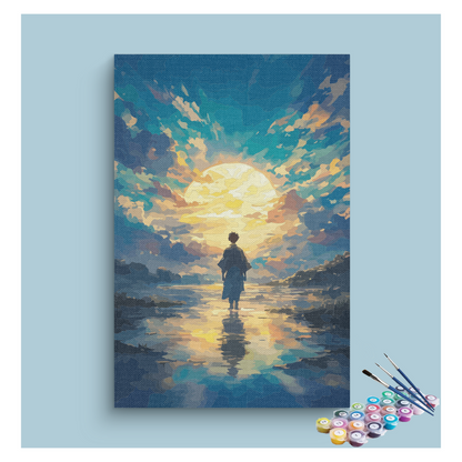 Sunset Reflection Silhouette Paint by Numbers Kit