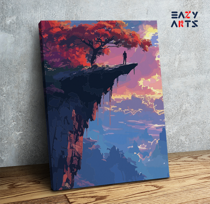 Man on Cliff Sunset Adventure Paint by Numbers Kit