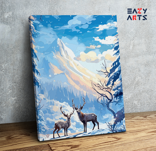 Winter Forest Deer Scene Paint by Numbers Kit