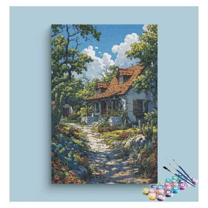 Rustic Cottage with Garden Path Paint by Numbers Kit