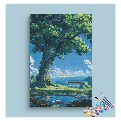 Tranquil Tree Swing in Nature Landscape