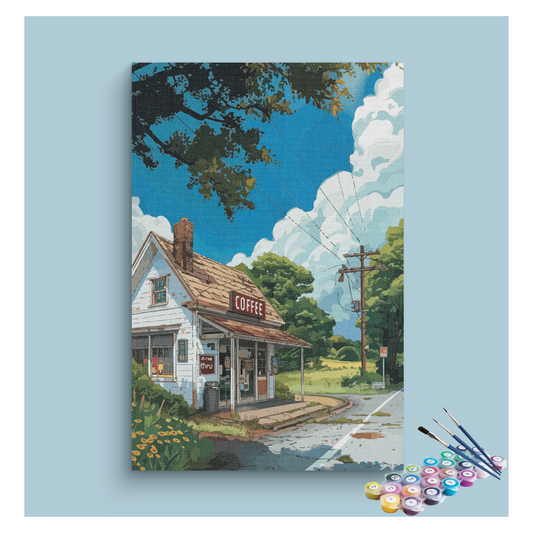 Country Road Coffee Shop Paint by Numbers Kit