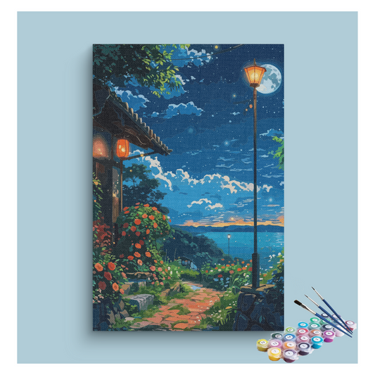 Moonlit Garden Path Paint by Numbers Kit