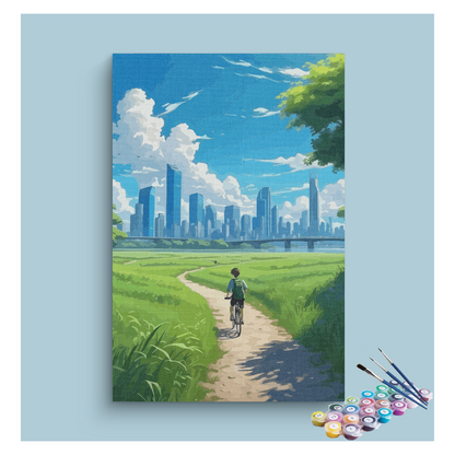 Urban Cyclist Adventure Paint by Numbers Kit