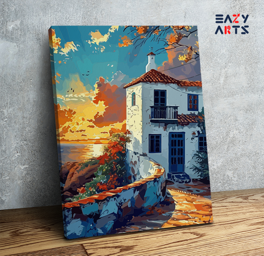 Seaside Sunset Villa Paint by Numbers Kit