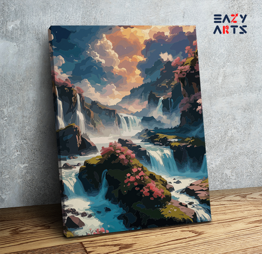 Majestic Waterfalls Fantasy Landscape Paint by Numbers Kit
