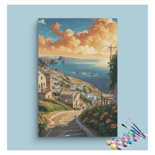 Mediterranean Sunset Village Paint by Numbers Kit