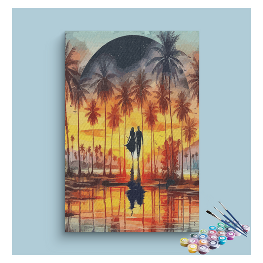 Sunset Romance: Couple in Paradise Paint by Numbers Kit