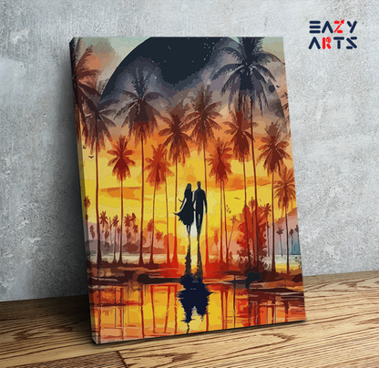Sunset Romance: Couple in Paradise Paint by Numbers Kit