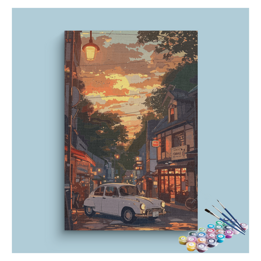 Vintage Street at Sunset Paint by Numbers Kit