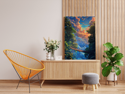 Sunset Forest Bridge Paint by Numbers Kit