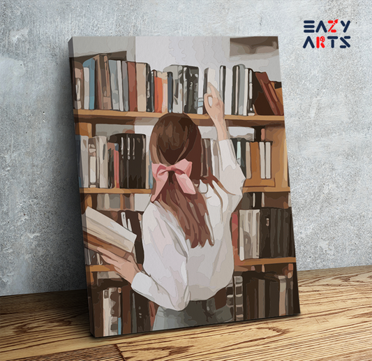 Book Lover in a Cozy Library Paint by Numbers Kit